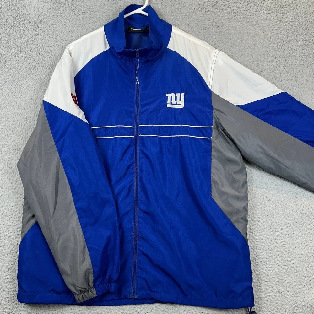New York Giants Dunbrooke Jacket Mens Large Blue Grey NFL Full Zip Windbreaker